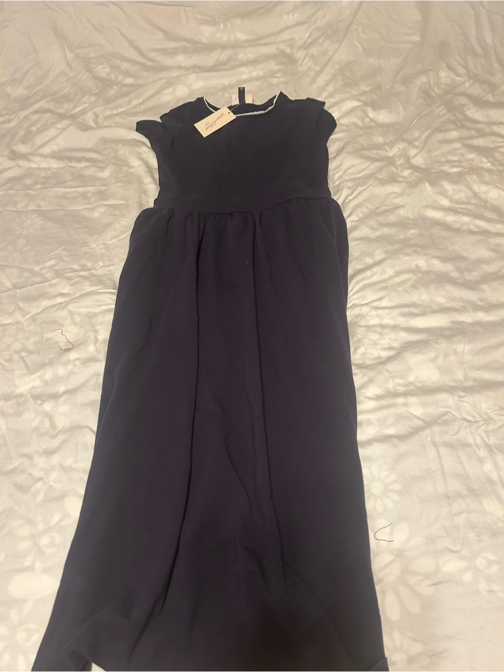 Girls Navy Cap-Sleeve Maxi Dress